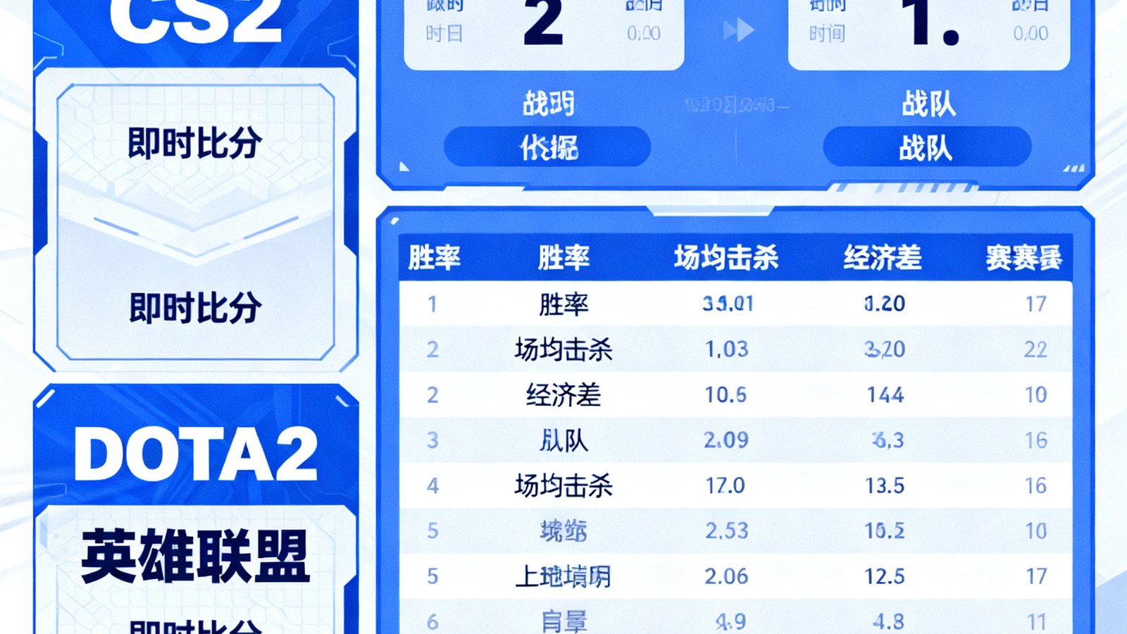 球探比分新增电竞项目，包含CS2、DOTA2、英雄联盟等即时比分与赛事数据